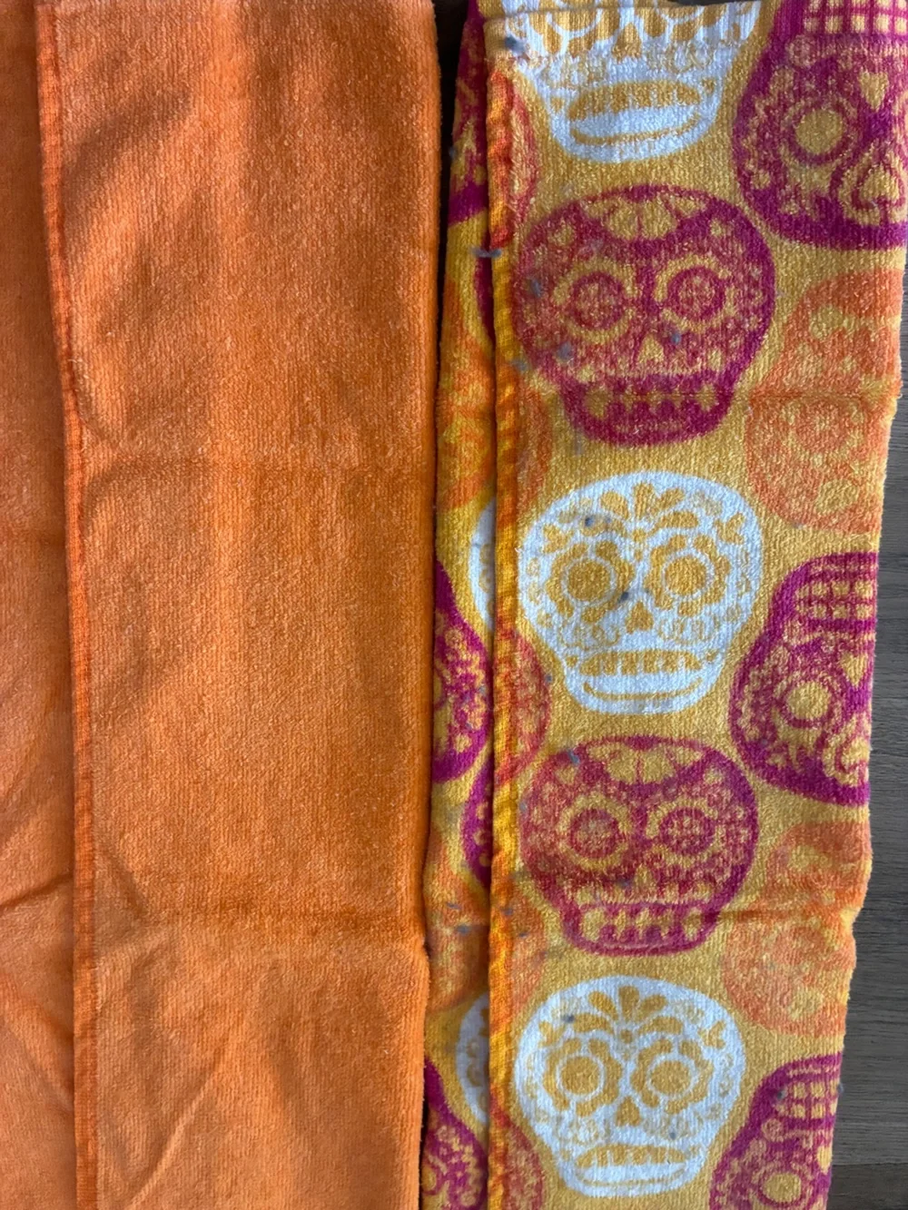 Day of the Dead Sugar Skull Cotton Hand Towels Set of 2 Halloween Fall EUC